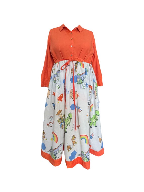 Toy Story Upcycled Cotton Dress Size 18–20. Handmade in Australia