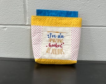 Small Quilted Project Bag: Drawstring Knitting Crochet Storage