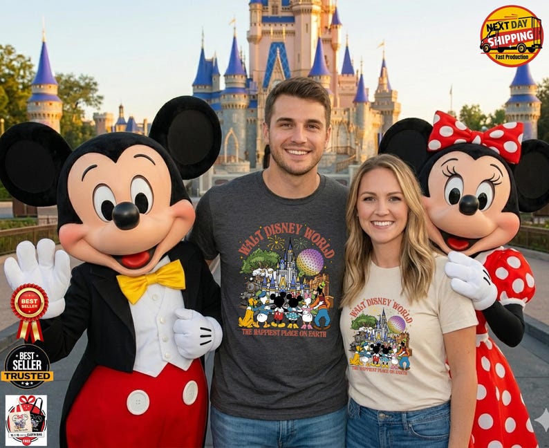 Vintage Walt Disney World 4 Parks Family Shirt, Retro Happiest Place on Earth Squad Tee, Matching Family Trip Outfit image 13