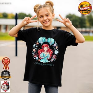 Personalisierte Disney Prinzessin Shirts, benutzerdefinierte Aquarell Prinzessin Zitat T-Shirt, Ariel Elsa Belle Aschenputtel passendes Shirt Bild 7