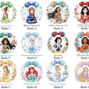 Personalisierte Disney Prinzessin Shirts, benutzerdefinierte Aquarell Prinzessin Zitat T-Shirt, Ariel Elsa Belle Aschenputtel passendes Shirt Bild 4