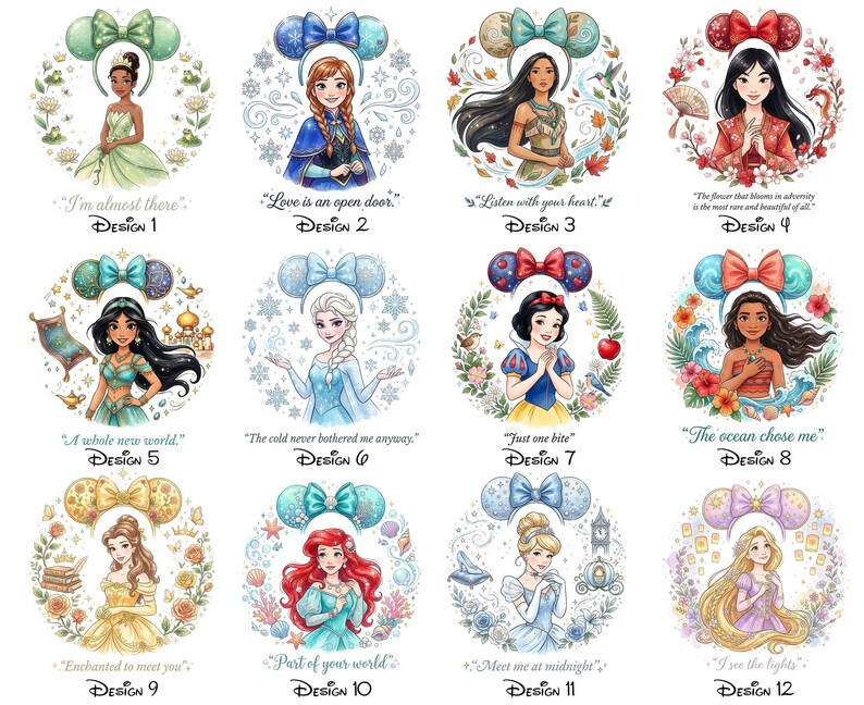 Personalisierte Disney Prinzessin Shirts, benutzerdefinierte Aquarell Prinzessin Zitat T-Shirt, Ariel Elsa Belle Aschenputtel passendes Shirt Bild 4