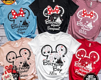 Disney Birthday Shirt, Personalized Birthday Boy Tee, Minnie Birthday Squad Shirt, Family Disney Trip Gift