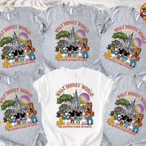 Vintage Walt Disney World 4 Parks Family Shirt, Retro Happiest Place on Earth Squad Tee, Matching Family Trip Outfit image 6