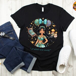 Personalisierte Disney Prinzessin Shirts, benutzerdefinierte Aquarell Prinzessin Zitat T-Shirt, Ariel Elsa Belle Aschenputtel passendes Shirt Bild 14