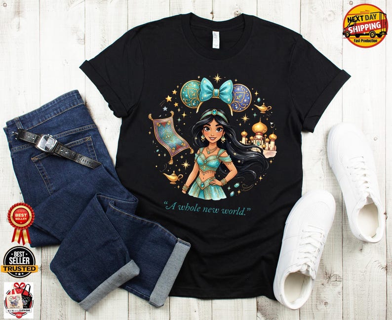 Personalisierte Disney Prinzessin Shirts, benutzerdefinierte Aquarell Prinzessin Zitat T-Shirt, Ariel Elsa Belle Aschenputtel passendes Shirt Bild 14