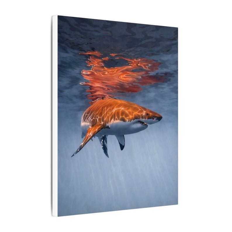 Great White Shark Wall Art Print - Ocean Wildlife Canvas - Dramatic ...