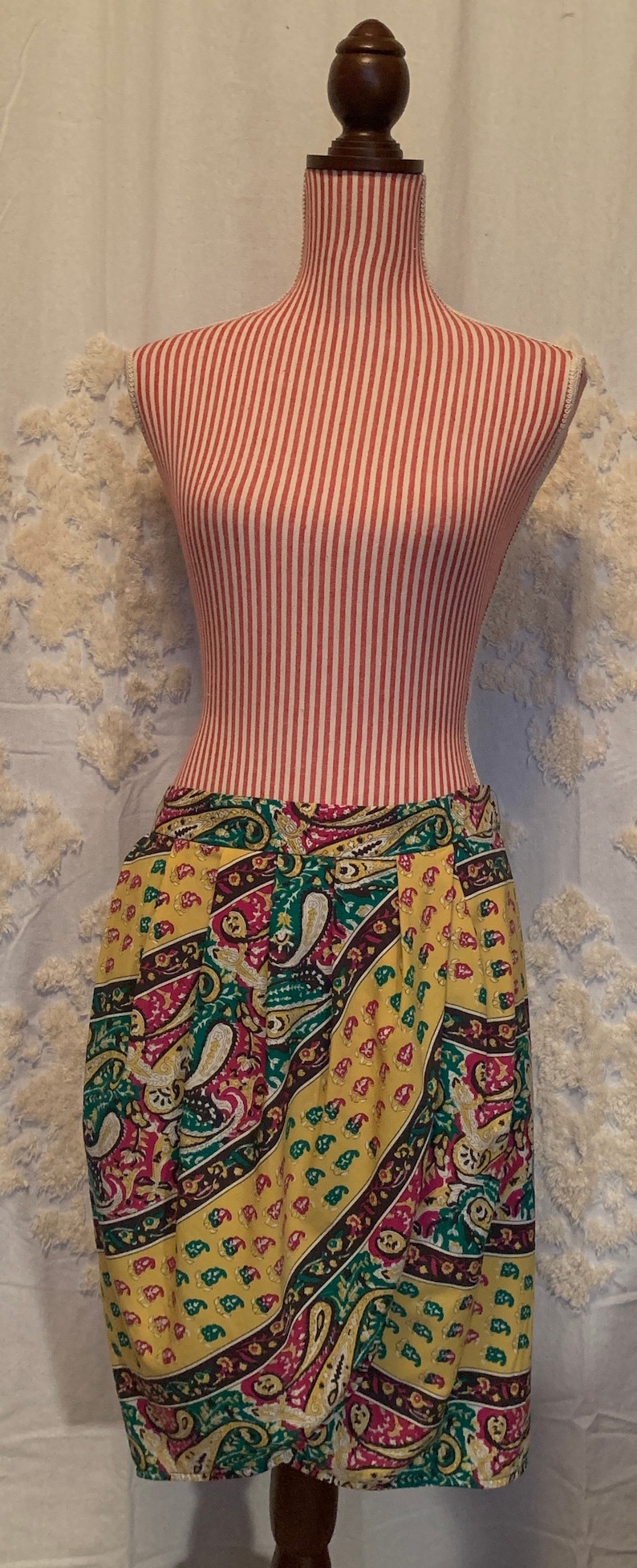 BCBG Max Azria Michaela Paisley Wrap Polyester Skirt Multicolor Medium