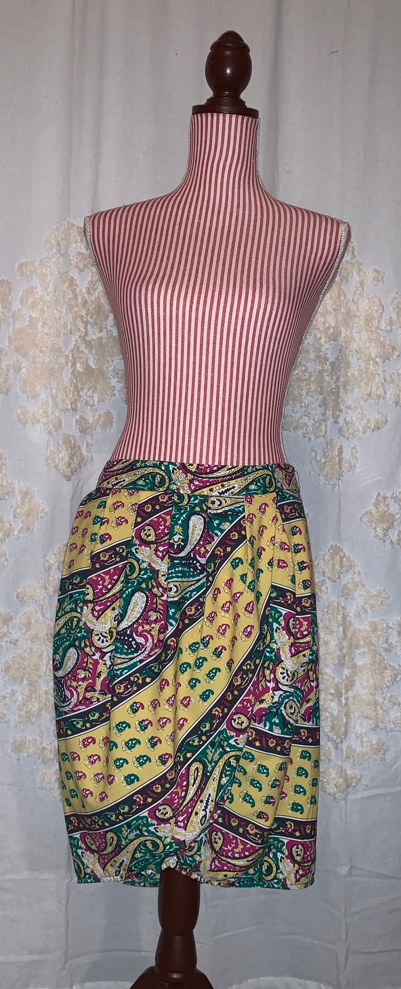 BCBG Max Azria Michaela Paisley Wrap Polyester Skirt Multicolor Medium