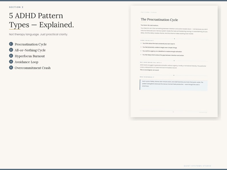 ADHD Pattern Mapping Workbook Printable | Break Procrastination & All ...