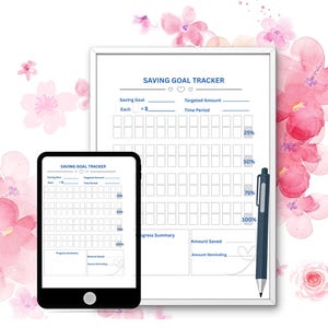 Simple Savings Goal Tracker Printable-Monthly Weekly & Daily Saving  Planner for iPad,GoodNotes-Saving Worksheet+free Habit Organizer PDF