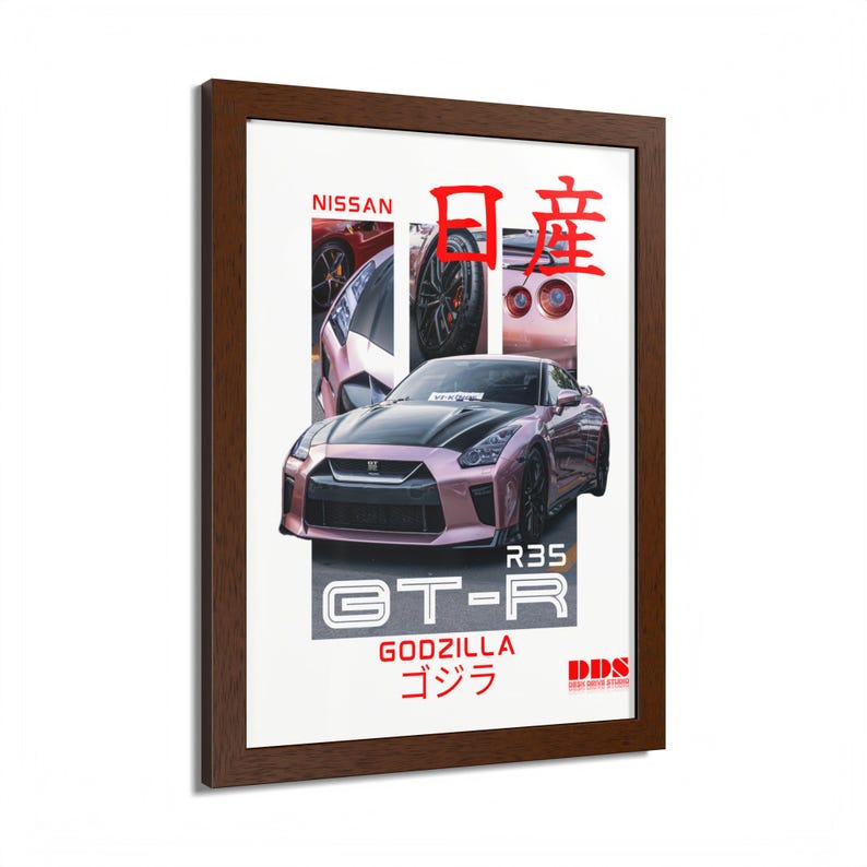 Godzilla R35 Gt R Design Nissan GT-R R35 Godzilla Poster – Rose Gold Custom Wrap JDM Wall Art ...