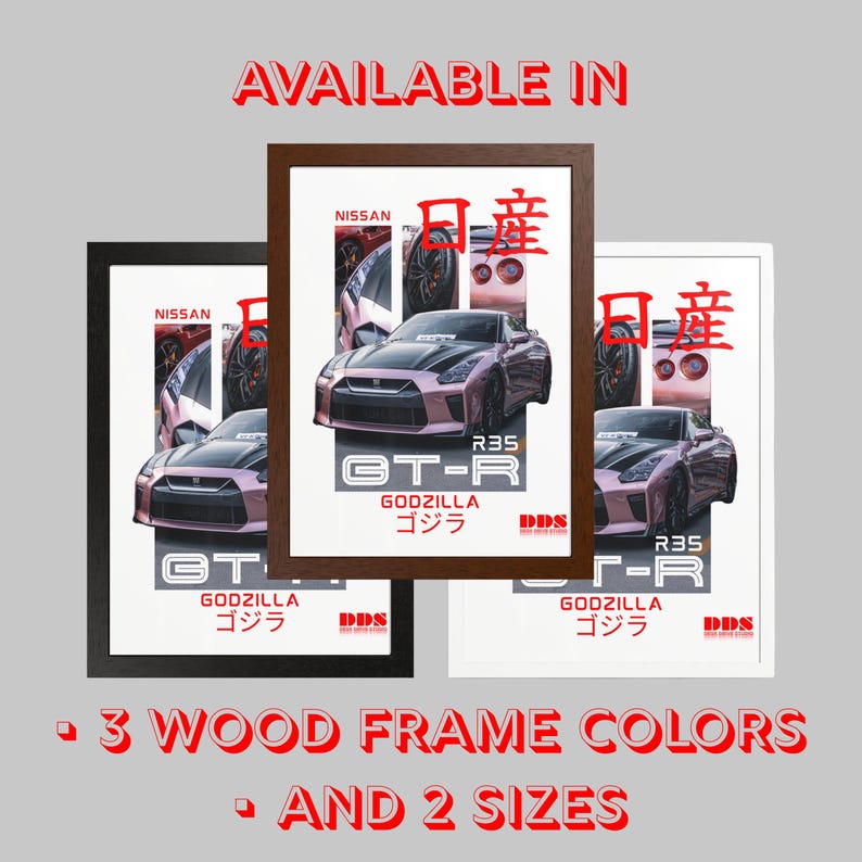 Godzilla R35 Gt R Design Nissan GT-R R35 Godzilla Poster – Rose Gold Custom Wrap JDM Wall Art ...