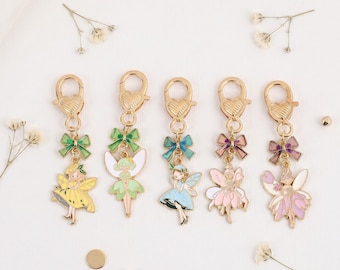 Nyckelring med älva och prinsessa, söt älva och berlock, fantasiälva och väska, kawaii-älva och tillbehör, present till flickor