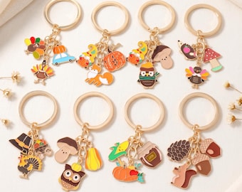 Thanksgiving Keychain,Turkey Pumpkin Charm Bag Pendant,Cute Enamel Seasonal Accessory,Gift for Her