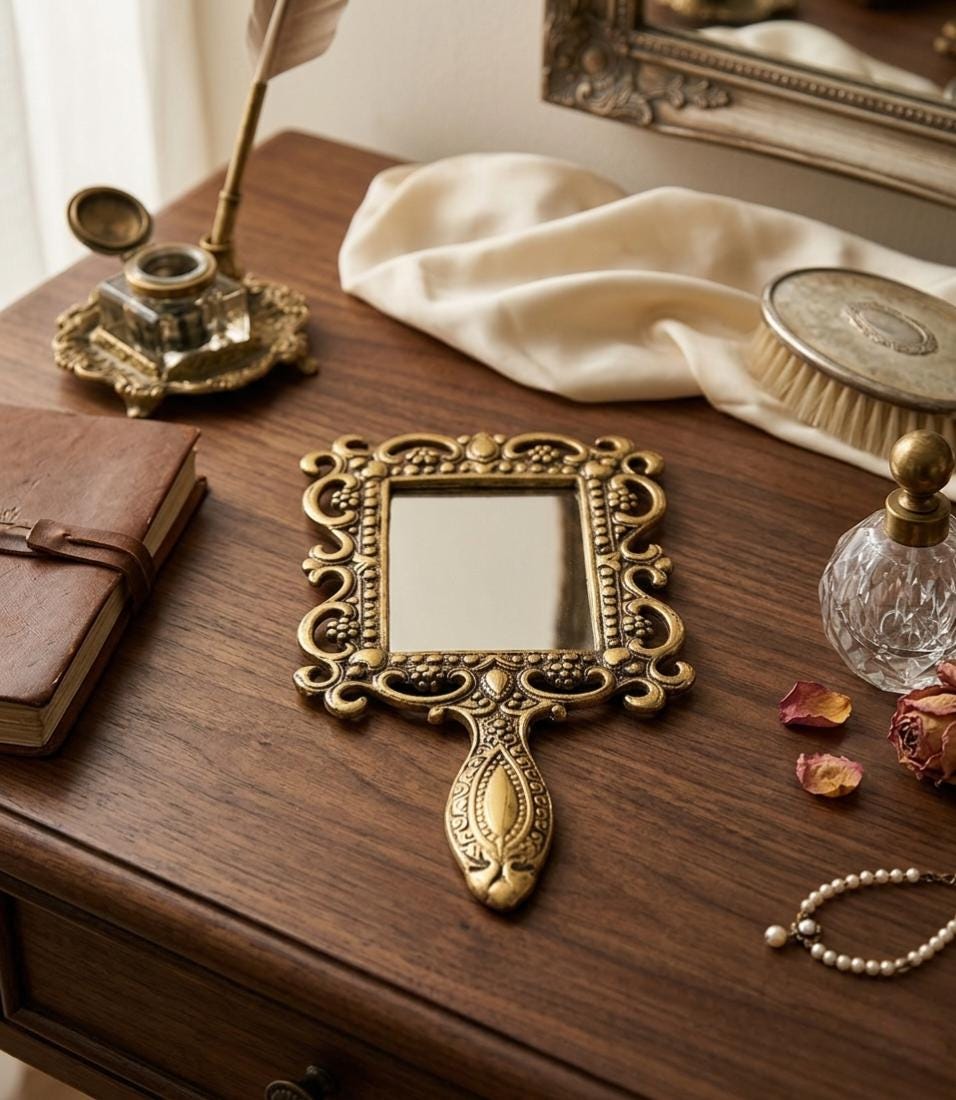【値下げしました】鏡 ミラー アンティーク調 ゴールド Small gold antique mirror - Etsy 日本