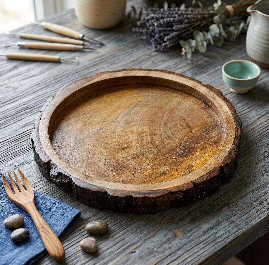 Round wood tray - Etsy 日本