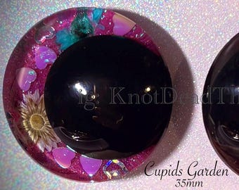 Hand-Painted Safety Eyes; Sinker Eyes: “Cupids Garden” (35mm)