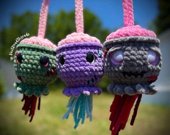 Crochet Car Hanger; Custom Car Hanger - Zombie Severed Head