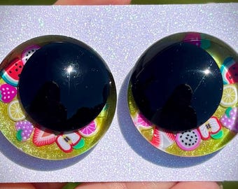 Hand-Painted Safety Eyes; Sinker Eyes: “Fruit Medley” (35mm)