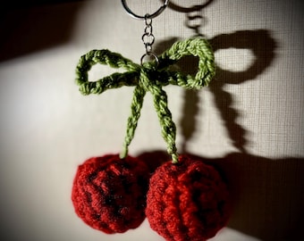 Crochet Keychain; Custom Keychain - Cherries