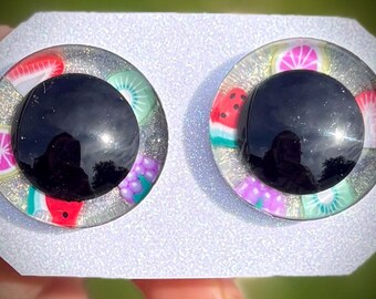 Hand-Painted Safety Eyes; Sinker Eyes: “Fruit Medley” centered pupil (25mm)