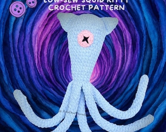 Squitty Girl Crochet Pattern; Squid Kitty pattern; low sew crochet pattern