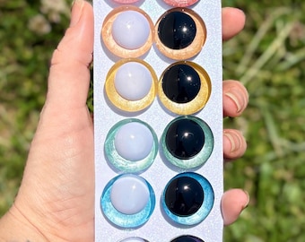 Hand-Painted Safety Eyes; Sinker Eyes: Pastel Pearls Collection (16mm-35mm)
