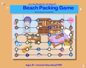 Gioco di caccia alla borsa da spiaggia, lista di cose da mettere in valigia per bambini, attività di viaggio per famiglie (PDF scaricabile immediatamente)