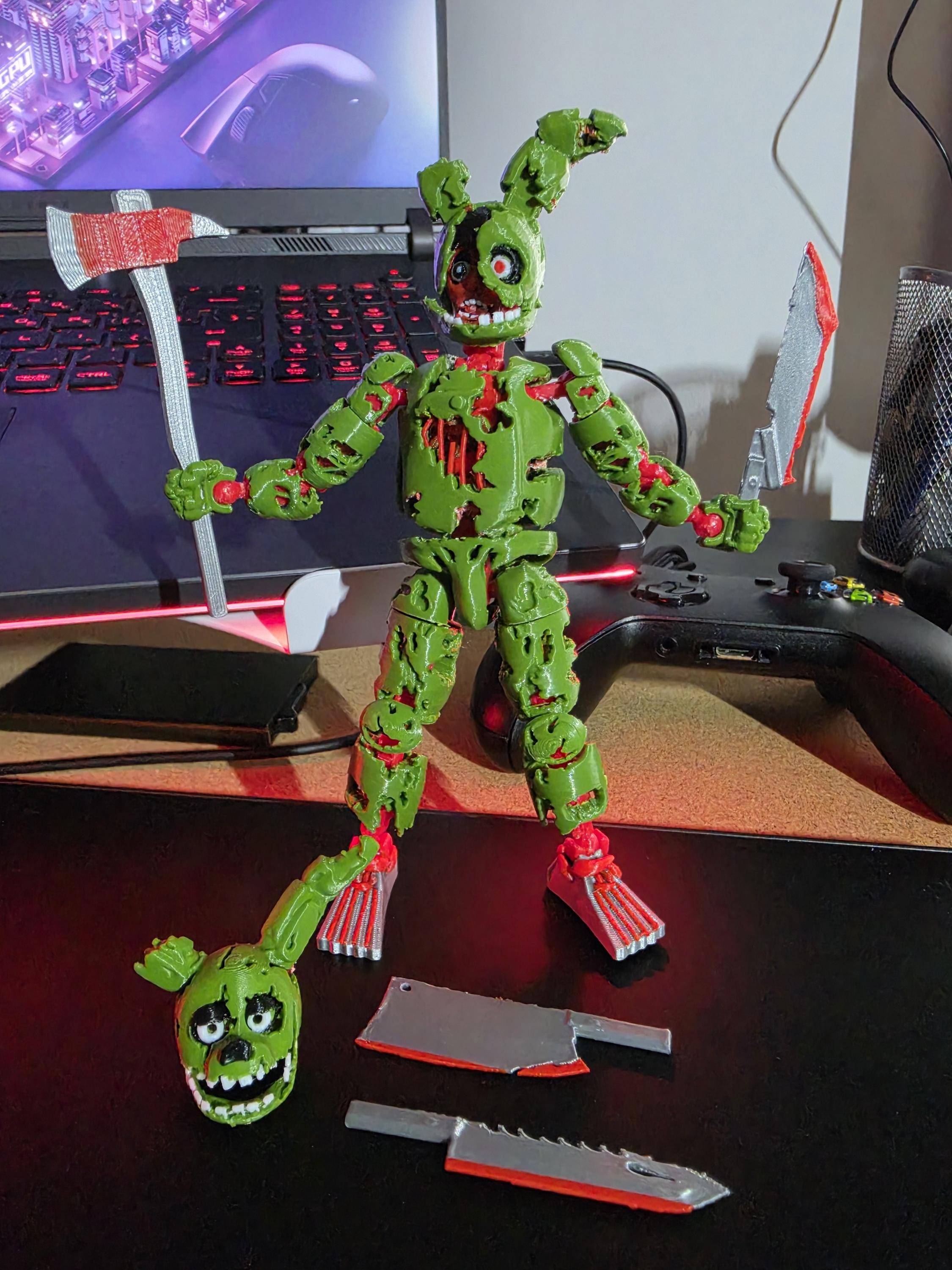 3D Printed Articulated Figure of Springtrap FNAF Five Nights at Freddy ...
