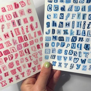 Pink Ransom Letters Blue Ransom Letter Stickers | Cutout Alphabet Collage Sheet - Etsy