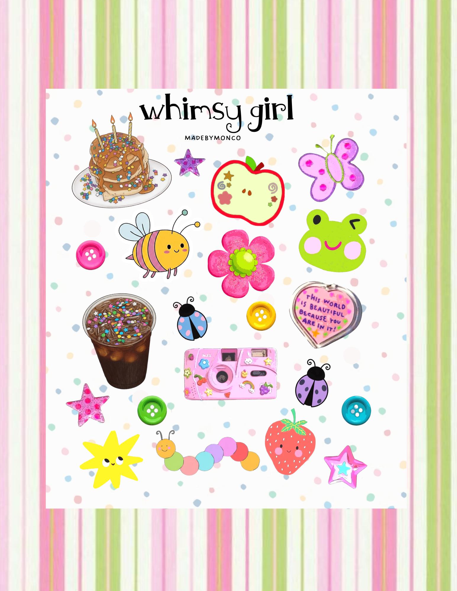 Whimsy Sticker Trend Whimsy Sticker Sheet | Girly Junk Journal, Scrapbook Planner Stickers ...