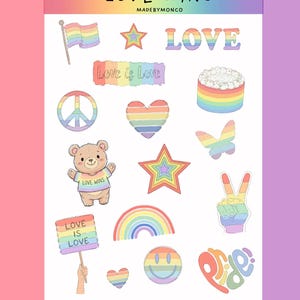 Pride Sticker Sheet | LGBTQ+ Stickers for Junk Journals & Scrapbooks| Rainbow Pride