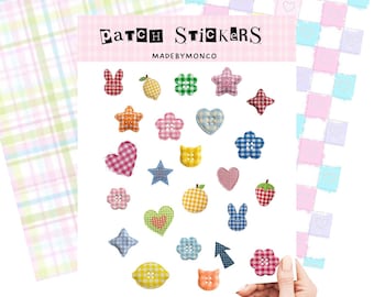 Patch Gingham Stickers | Coquette Planner Decor, Journaling Supplies