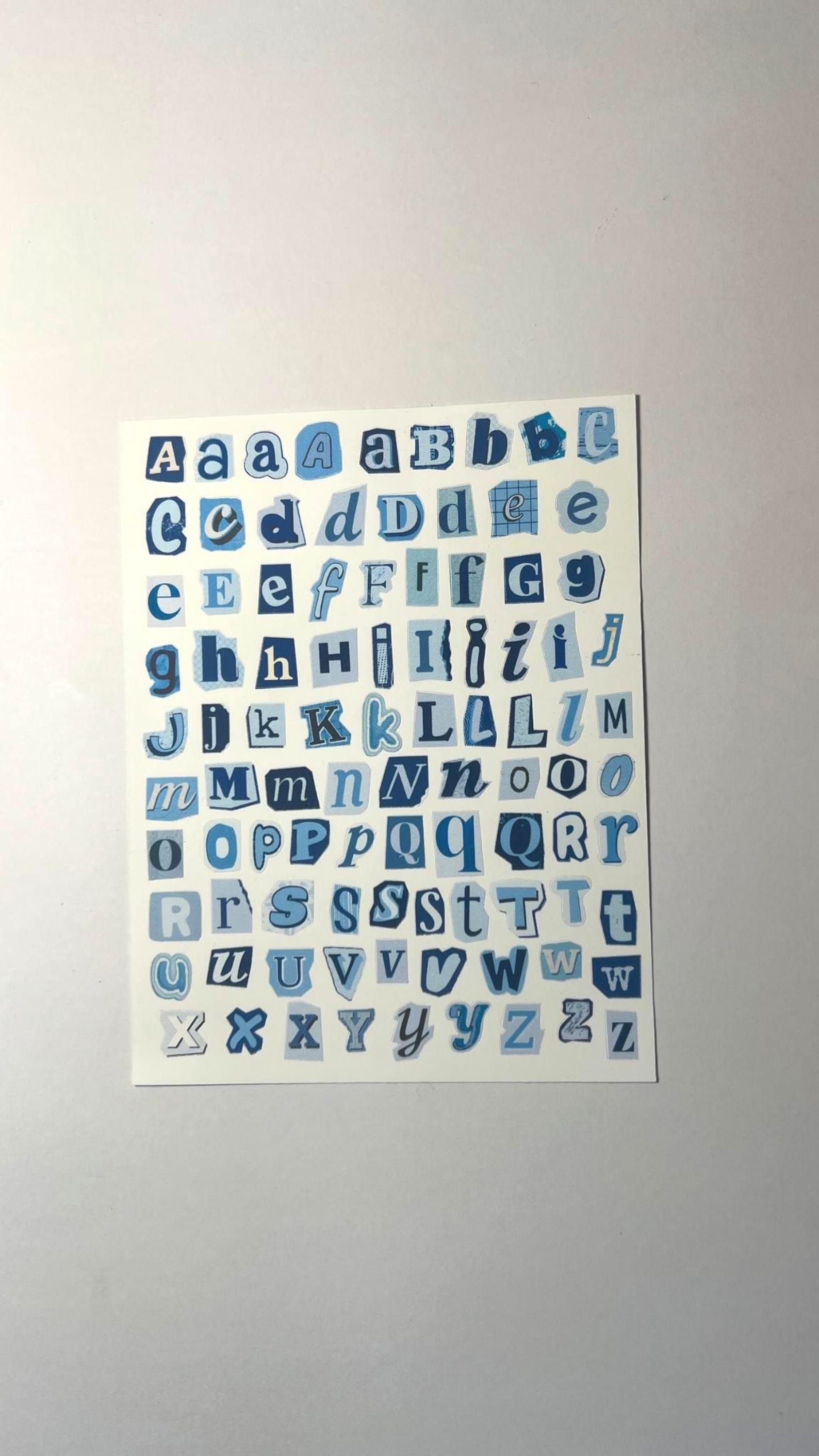 Blue Ransom Letter Stickers | Cutout Alphabet Collage Sheet - Etsy