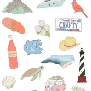 North Carolina Sticker Sheet | Mountains to Coast Travel Journal Stickers image 2