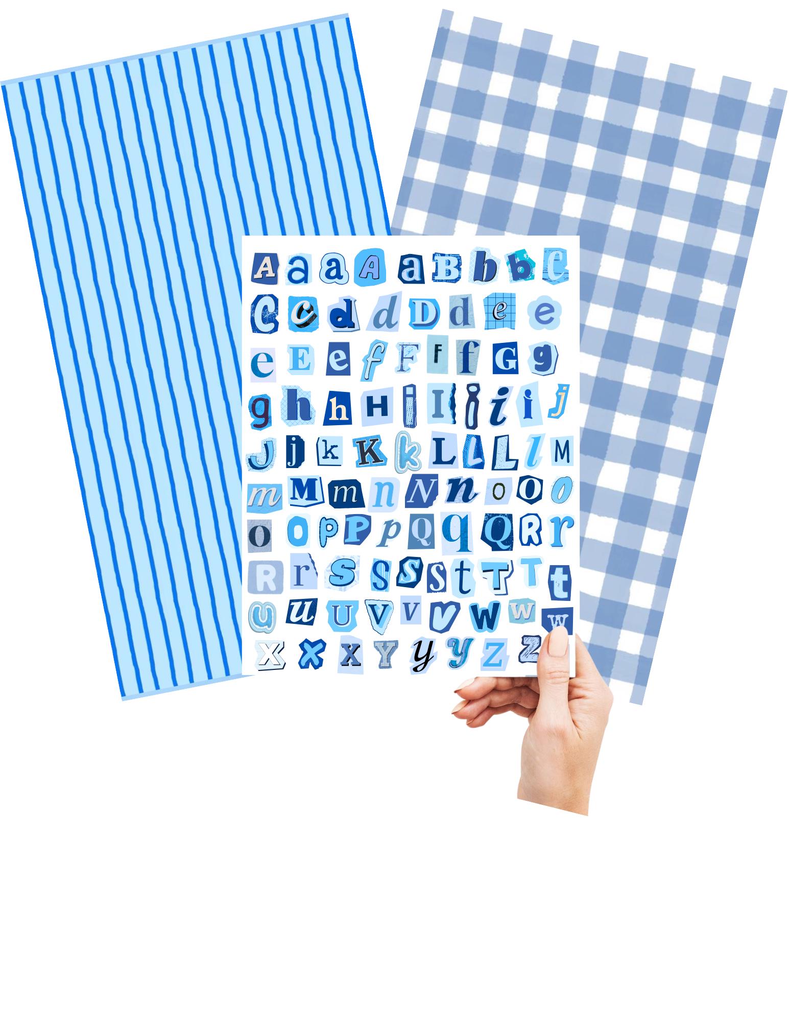 Blue Ransom Letter Stickers | Cutout Alphabet Collage Sheet - Etsy