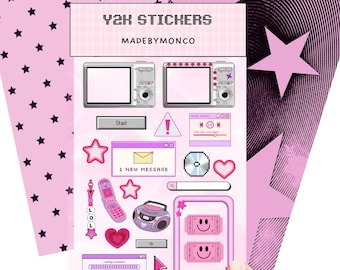 Y2K Sticker Sheet | Retro 2000s Kawaii Decals (6.5 x 4 in)