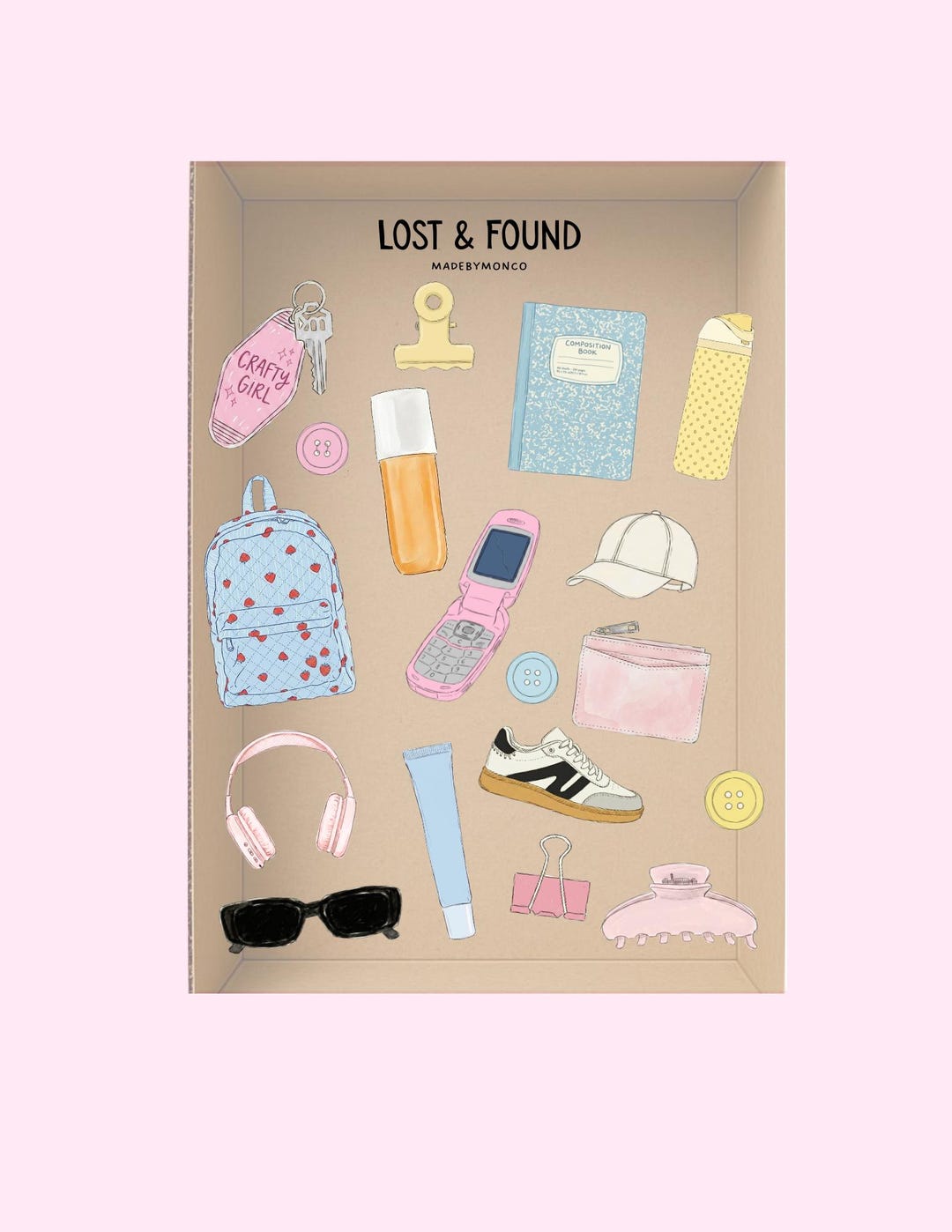 Lost and Found Sticker Sheet | School Trinkets | Everyday Items | Junk ...