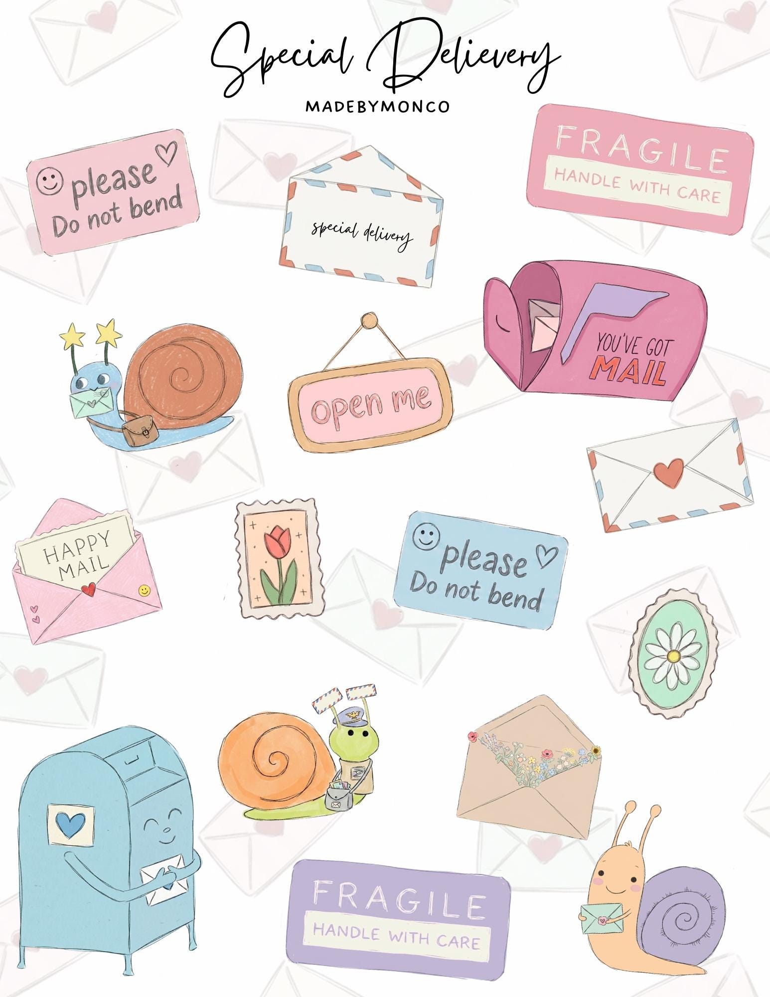 Mail Sticker Sheet | Envelope & Snail Mail Planner Stickers | Pen Pal ...