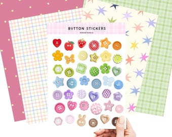 Button Sticker Sheet • Junk Journal Stickers • Scrapbook Stickers • Stationary Trinkets • Buttons