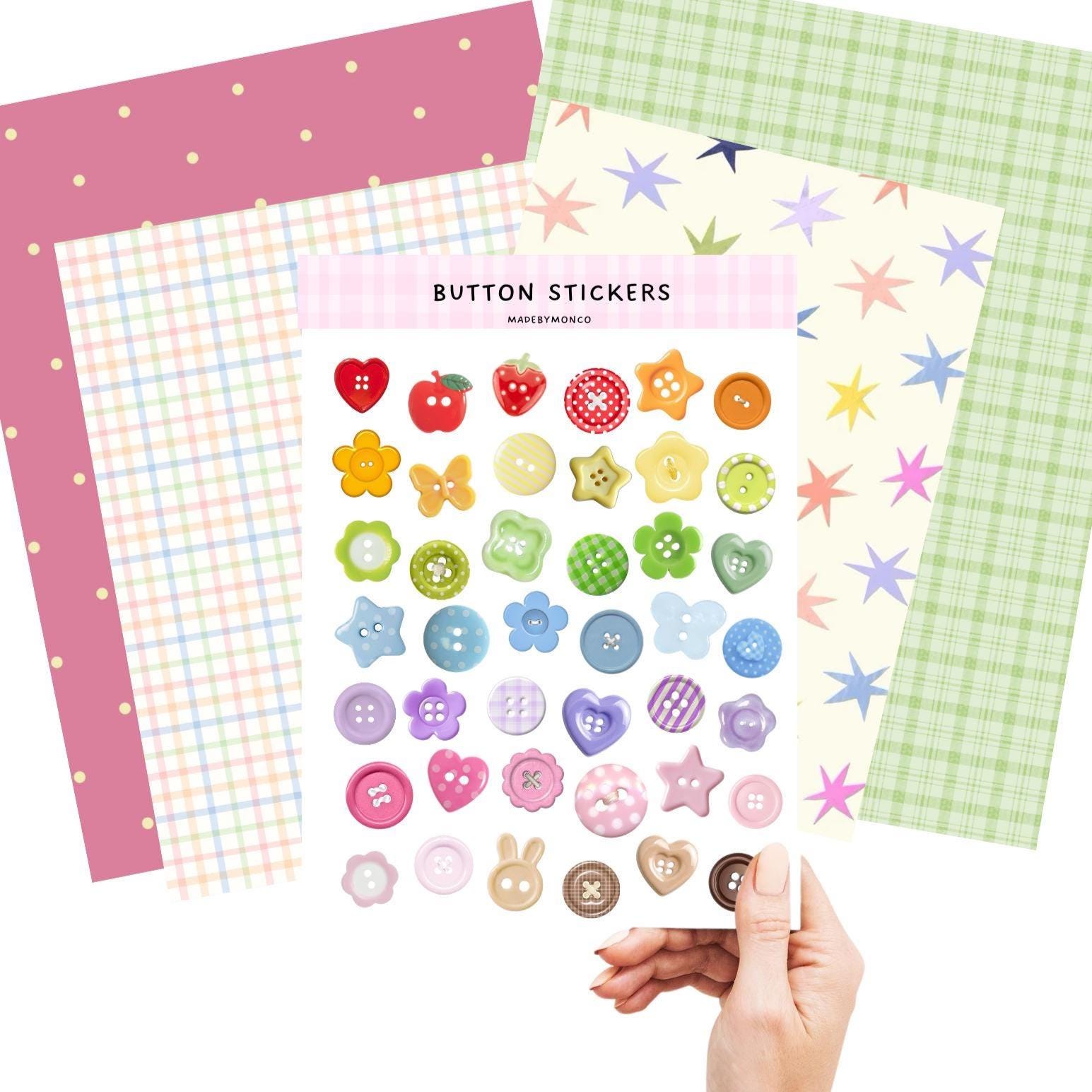 Button Sticker Sheet • Junk Journal Stickers • Scrapbook Stickers ...