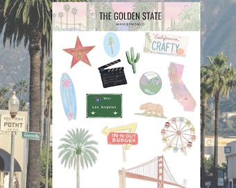 California Travel Sticker Sheet | West Coast Beach, Planner, Journal Supplies