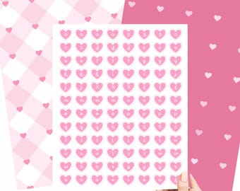 Pink Heart Alphabet Stickers • Coquette Journal Letters • Girly Scrapbook Decals