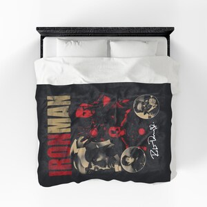 Iron Man collage Velveteen Plush Blanket | Tony Stark helmet, suit, retro poster style image 14