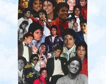 Michael Jackson Photo Collage Velveteen Plush Blanket | Music Icon Memorabilia