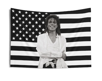 Michael Jackson Black & White American Flag Tapestry | MJ Portrait Wall Tapestry