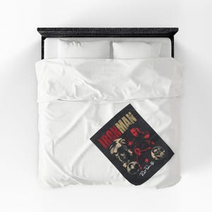 Iron Man collage Velveteen Plush Blanket | Tony Stark helmet, suit, retro poster style image 15