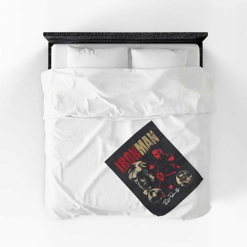 Iron Man collage Velveteen Plush Blanket | Tony Stark helmet, suit, retro poster style image 15
