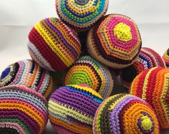 Bolsa de agarre: colorido arco iris HACKY SACK pelota de malabarismo gato juguete puf bolsa de pie, colores aleatorios y combinaciones
